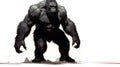Tall Gorilla Illustration On White Background By Mike Mignola