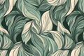 Green and White Wallpaper With Leaves Royalty Free Stock Photo