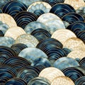 Elegant Blue And Gold Wave Pattern With Art Deco Flair