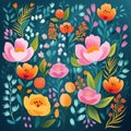 Wallpaper floral design background pattern seamless flower watercolor flora spring nature