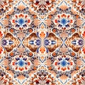 Pattern mirror of volumetric daisy flowers in colorful relief. Generative AI