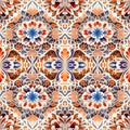 Pattern mirror of volumetric daisy flowers in colorful relief. Generative AI