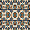 Wallpaper of flowers pattern for repeat duplicates with flips mirror. Generative AI