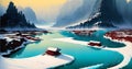 Wallpaper of frozen lake glacier landscape Global Warming Climate Change Ice melting Generative ai