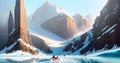 Wallpaper of frozen lake glacier landscape Global Warming Climate Change Ice melting Generative ai