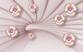 3d wallpaper pink jewelry flowers on pink tunnel background