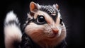 Cute Squirrel Portrait on Black Background - AI Generated Illustration