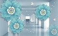 3d wallpaper jewelry flowers on tunnel background mural