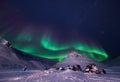 Wallpaper norway landscape nature of the mountains of Spitsbergen Longyearbyen big moon Svalbard polar night with arctic Royalty Free Stock Photo