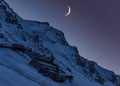 Wallpaper norway landscape nature of the mountains of Spitsbergen Longyearbyen big moon Svalbard polar night with arctic Royalty Free Stock Photo