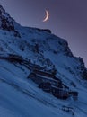 Wallpaper norway landscape nature of the mountains of Spitsbergen Longyearbyen big moon Svalbard polar night with arctic Royalty Free Stock Photo