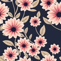 Wallpaper pattern Vintage Skull floral seamless pattern flowers trendy funky Generative AI Royalty Free Stock Photo