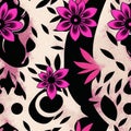 Wallpaper pattern Vintage Skull floral seamless pattern flowers trendy funky Generative AI Royalty Free Stock Photo