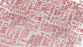 Wallpaper red text random words on a light gray background. rain of letters dictionary 3d abstract render illustration isolated. Royalty Free Stock Photo