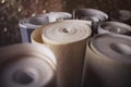 Wallpaper rolls displayed. Shiny background. Royalty Free Stock Photo