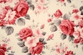 Wallpaper rose floral pink vintage beige monochrome textile nature seamless pattern flower peony Royalty Free Stock Photo