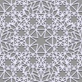 Wallpaper, Seamless pattern for continuous replicate in Islamic style. Seamless background. Gray and white texture with four- Royalty Free Stock Photo