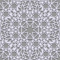 Wallpaper, Seamless pattern for continuous replicate in Islamic style. Seamless background. Gray and white texture with four- Royalty Free Stock Photo