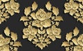 Wallpaper in the style of Baroque . Vector damask seamless floral pattern . Rose ornament .