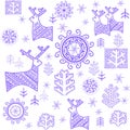 Wallpaper with stylized winter blue print