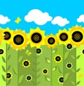 Wallpaper with sunflowers