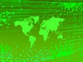 Greenish Digital background with pixels and map of the world
