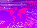 Purple digital worlmap background with pixels