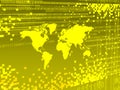 Yellow digital worlmap background with pixels