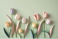 Wallpaper with tulips in pastel colors