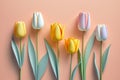 Wallpaper with tulips in pastel colors