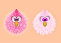 Funny Pink Baby Monster Hairy Face Royalty Free Stock Photo