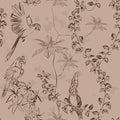 Wallpaper vintage parrot pattern