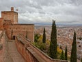 Walls of Alhambra moorish castle, Granada