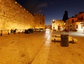 Walls of Ancient City at Night, Jerusalem Royalty Free Stock Photo