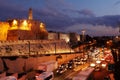 Walls of Ancient City at Night, Jerusalem Royalty Free Stock Photo