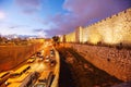 Walls of Ancient City at Night, Jerusalem Royalty Free Stock Photo