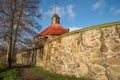 At the walls of the ancient fortress Korela, October evening. Priozersk