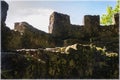 Walls of an ancient Moorish Castle, a fortress in Sintra, Portugal Royalty Free Stock Photo