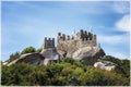 Walls of an ancient Moorish Castle, a fortress in Sintra, Portugal Royalty Free Stock Photo