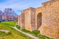 The walls of Aquincum archaeological complex in Obuda, Budapest, Hungary Royalty Free Stock Photo