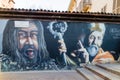 Walls artistics graffitis in Milan, Italy