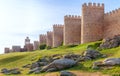 Walls of Avila, Castilla y Leon, Spain . Fortified building Royalty Free Stock Photo