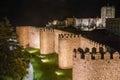 Walls of Avila Night Royalty Free Stock Photo