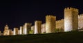 Walls of Avila Spain, night Royalty Free Stock Photo