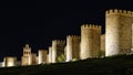 Walls of Avila Spain, night Royalty Free Stock Photo