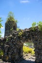 Walls and Bell Tower of Cagsawa Ruins, historical landmark, Cagsawa Ruins Park, Albay, Philippines Royalty Free Stock Photo