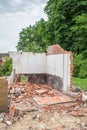 Walls and bricks of demolished house Royalty Free Stock Photo