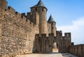 Walls of castle Carcassone, France. Royalty Free Stock Photo