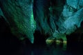 The walls of the cave in which the longest navigable underground river in the world flows. Puerto Princesa, Palawan, Philippines Royalty Free Stock Photo