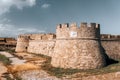 Walls and circular tower of Othello Castle in Famagusta, Cyprus